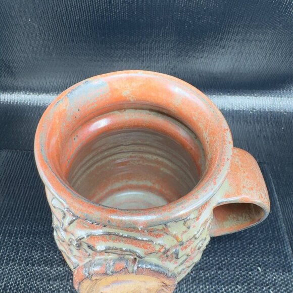 1991 Hand Made Stoneware Pottery Coffee Mug Cup Signed With Buffalo Medallion - Picture 9 of 13